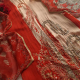 Masleen Handwork Unstitched suit with print and mirrors