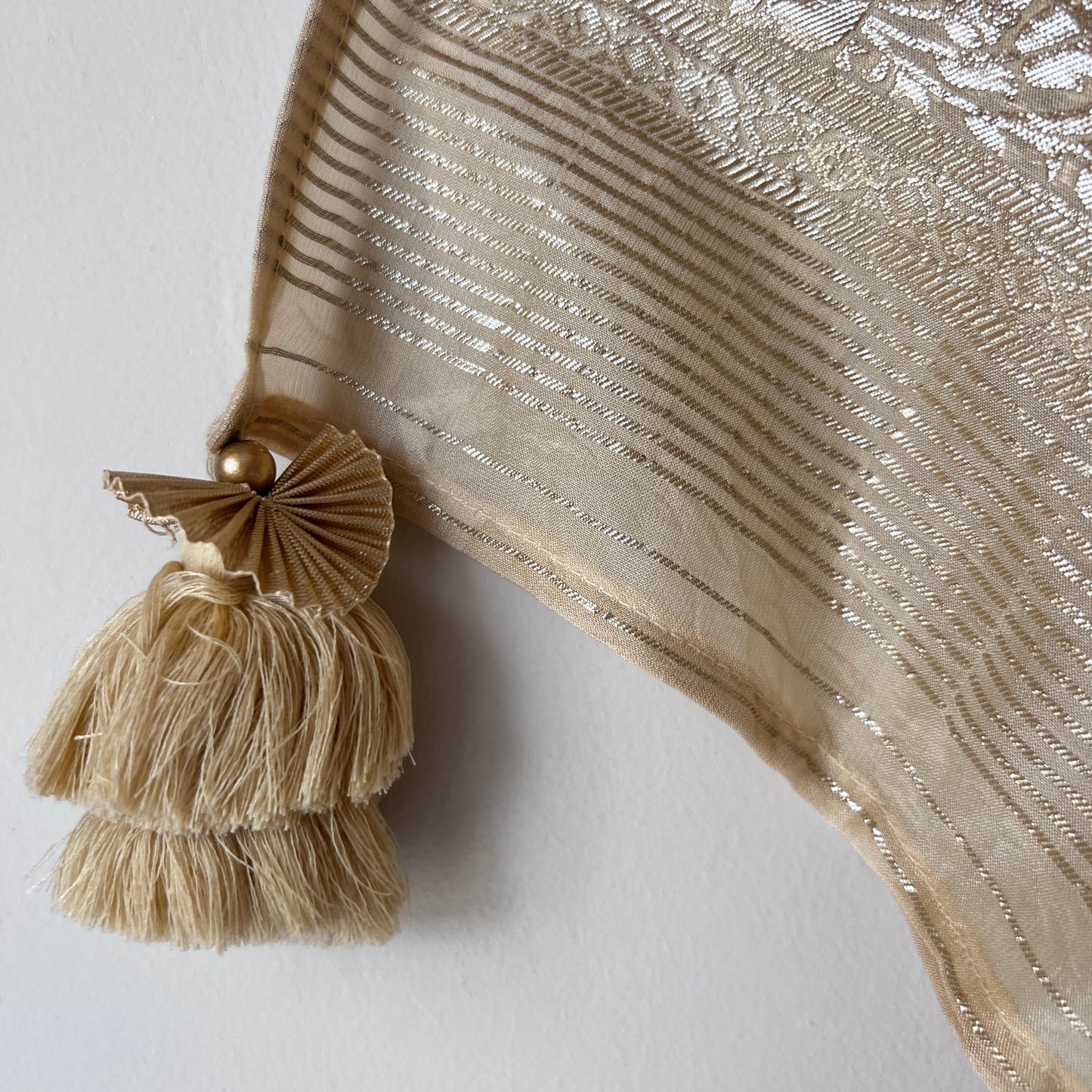 Golden Banarasi dupatta with tassels