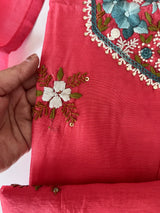 Chanderi knot embroidery Unstitched suit material