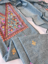 Chanderi knot embroidery Unstitched suit material
