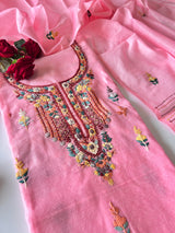 Knot embroidery Unstitched suit material 2 pc
