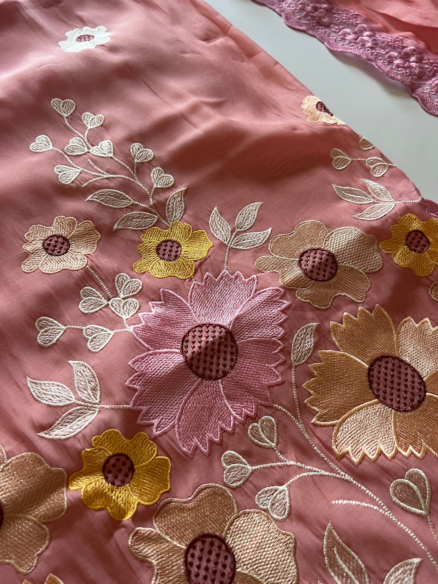 Sunflower Embroidery Mul Masleen Dress material