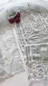 Grey Viscose Muslin dress material unstitched Suit set