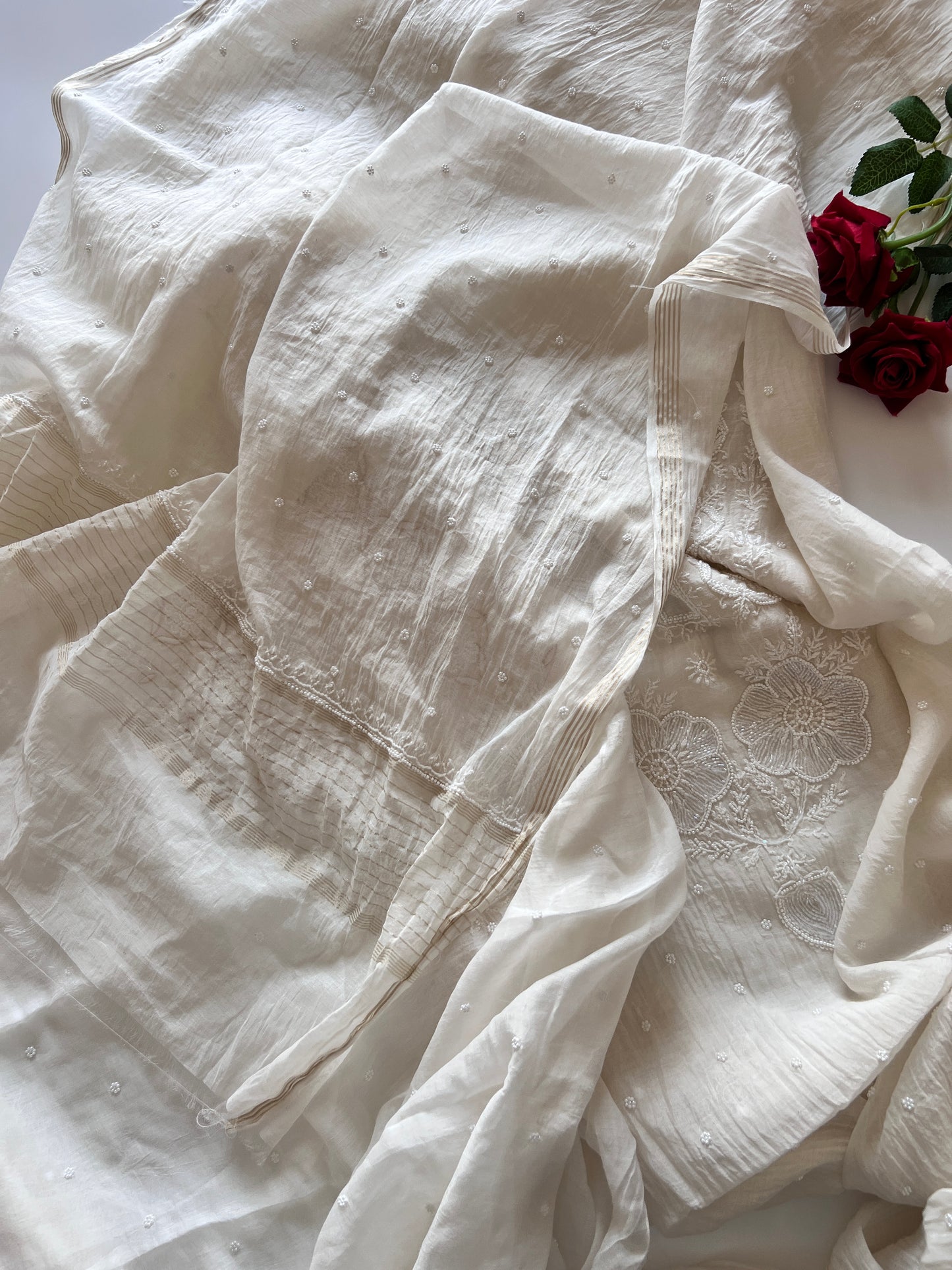 Pure lucknowi Mul handwork chikankari Kurta Dupatta set