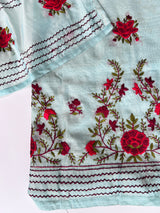Chanderi knot embroidery Unstitched suit material