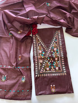 2 pc Knot embroidery Unstitched suit material