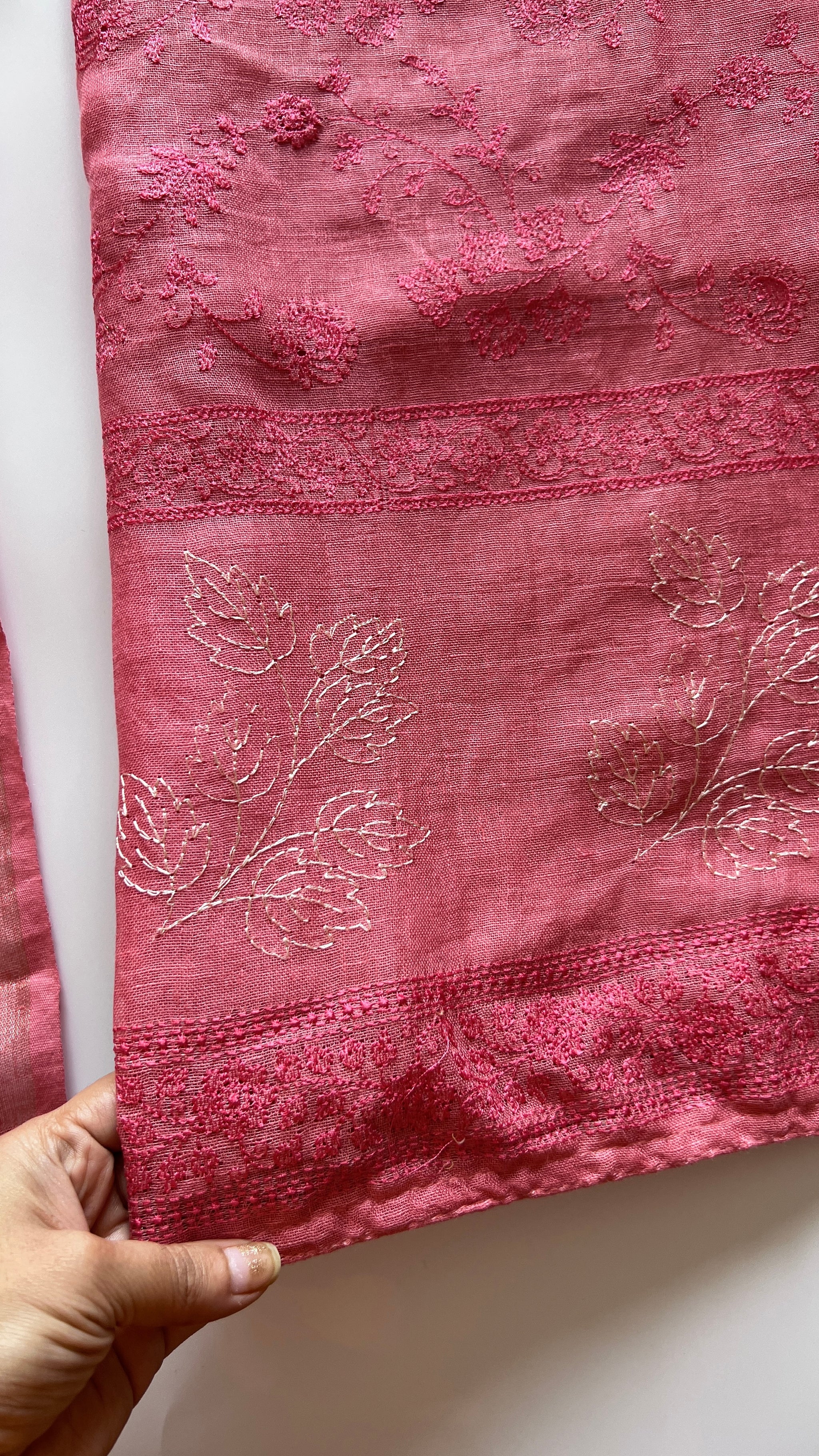 Pure Linen embroidered premium unstitched dress material