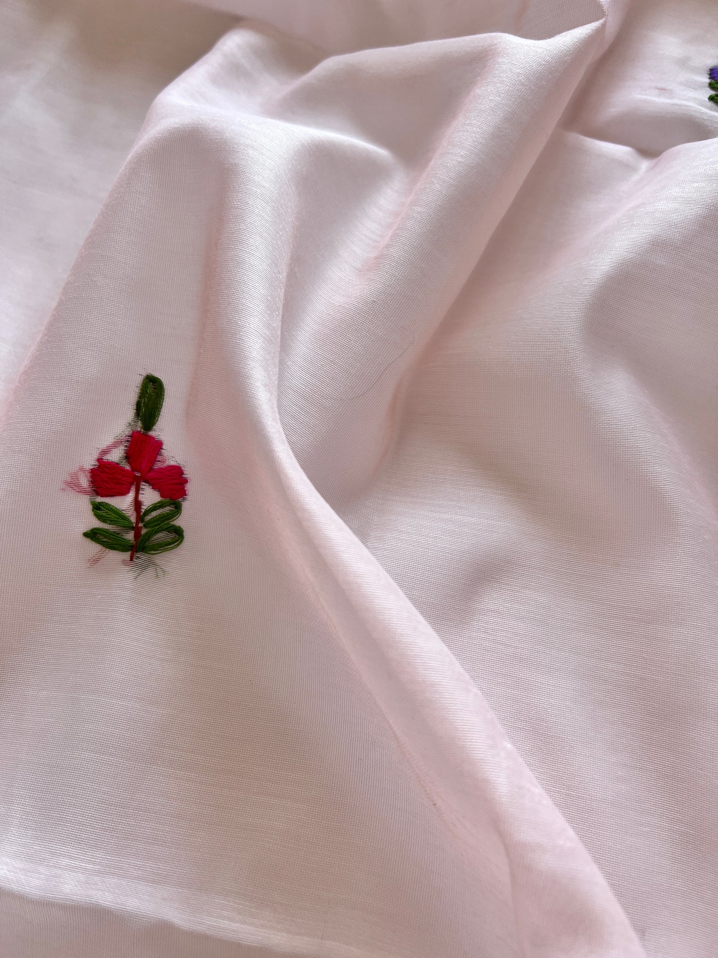 Very light pink knot embroidery Unstitched suit material