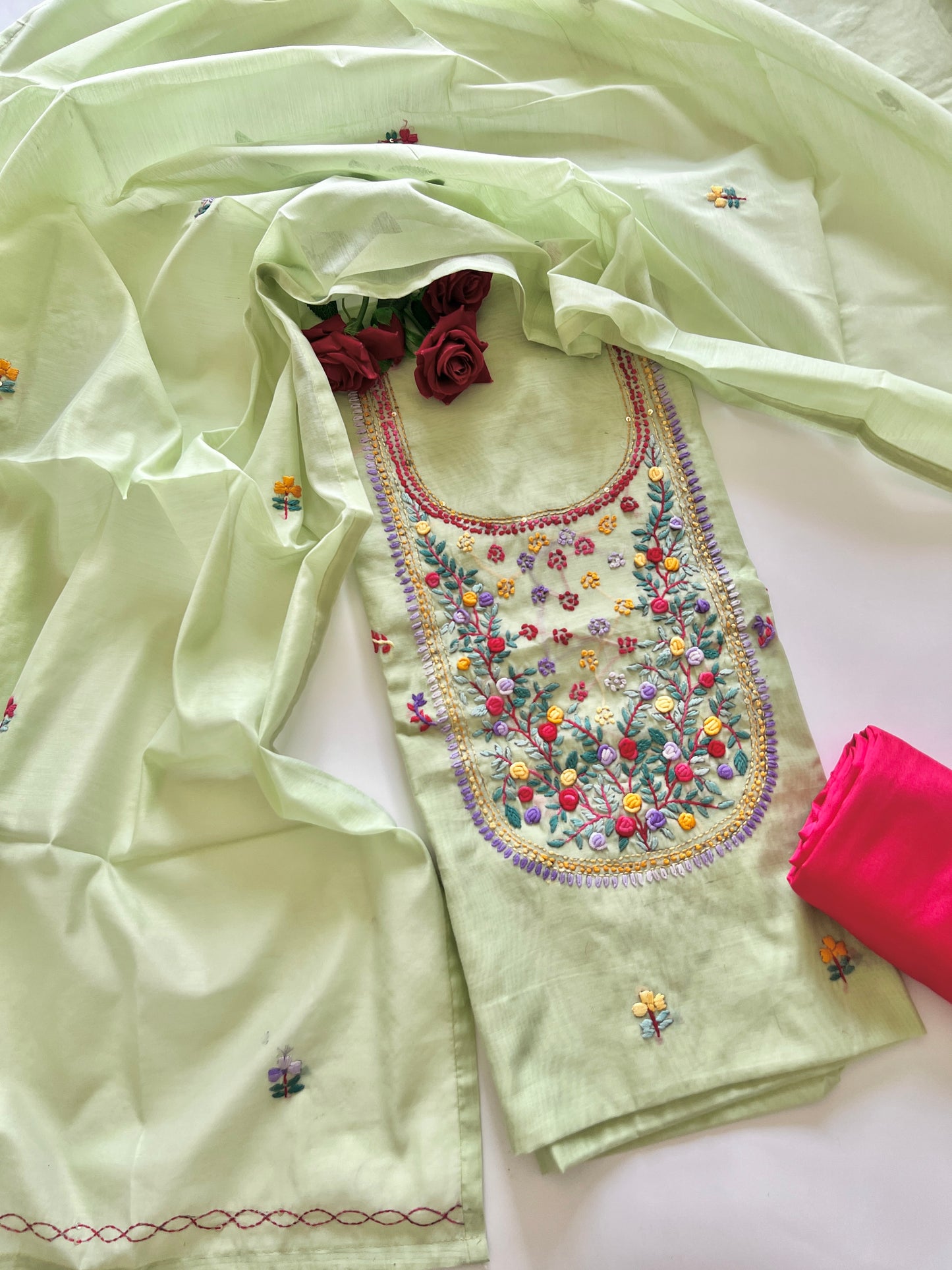 Knot embroidery Unstitched suit material