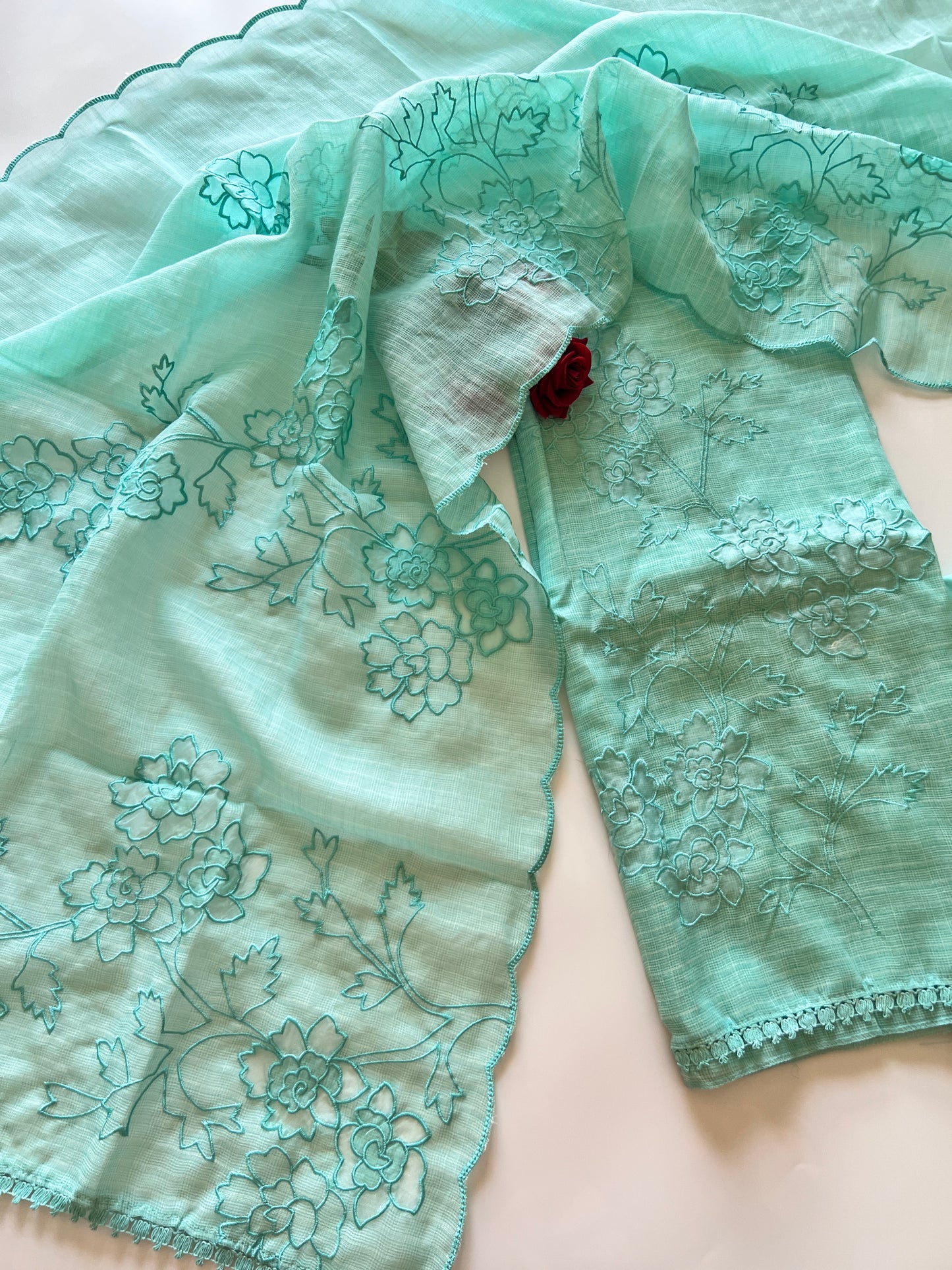 Blue Kotta cutwork Embroidered Unstitched Suit