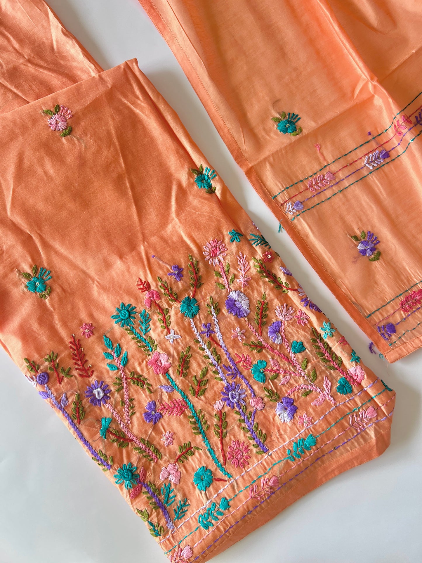 Knot embroidery Unstitched suit material 2 pc