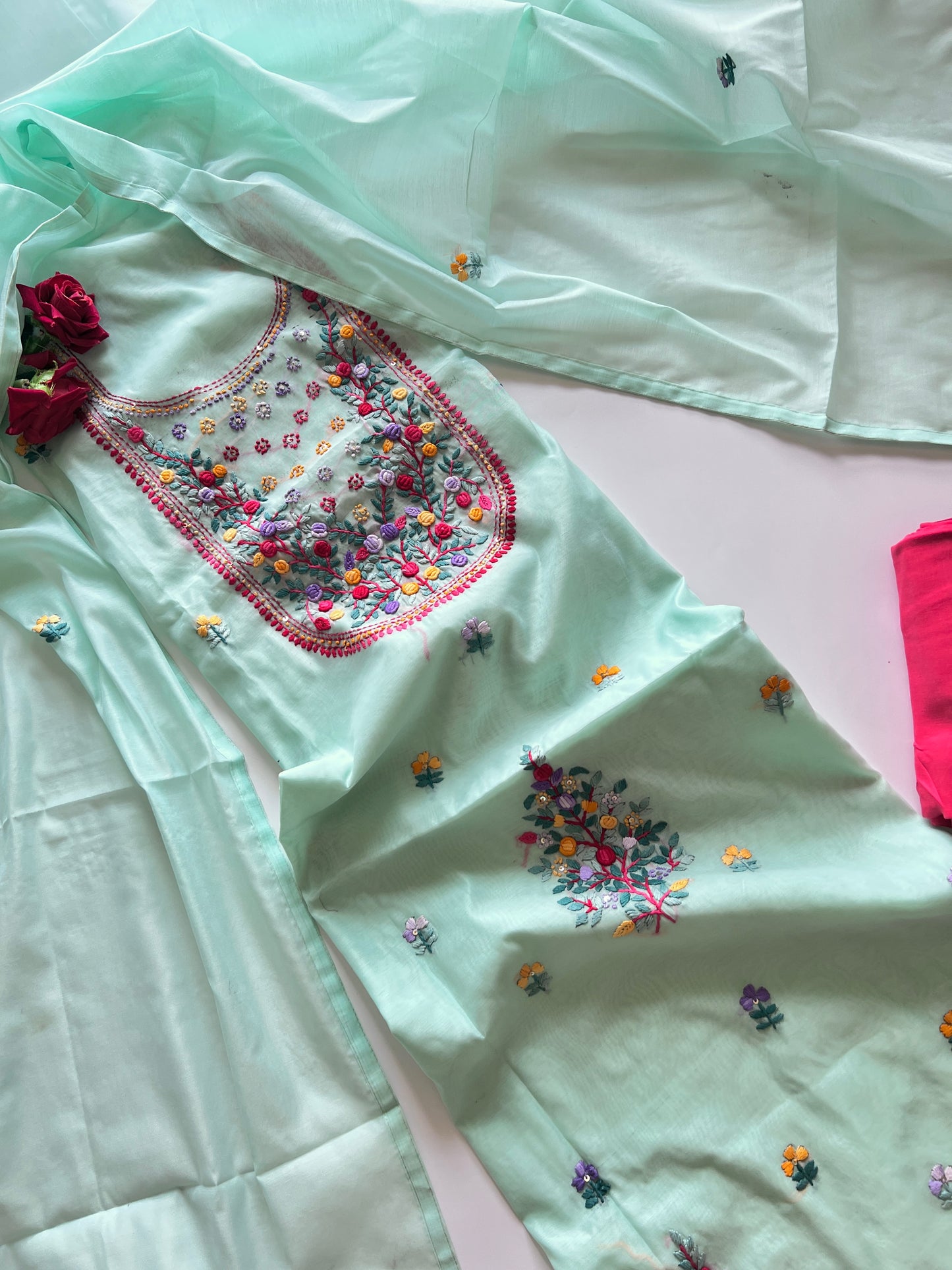 Knot embroidery Unstitched suit material