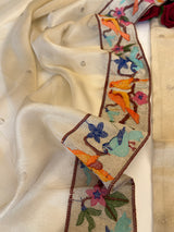Bird embroidery tissue silk Unstitched suit