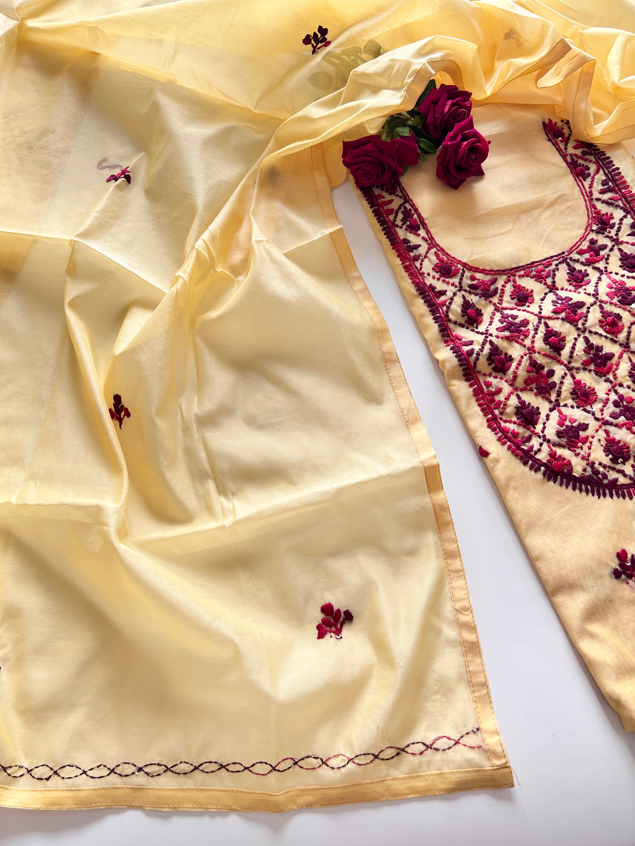 Knot embroidery Unstitched suit material