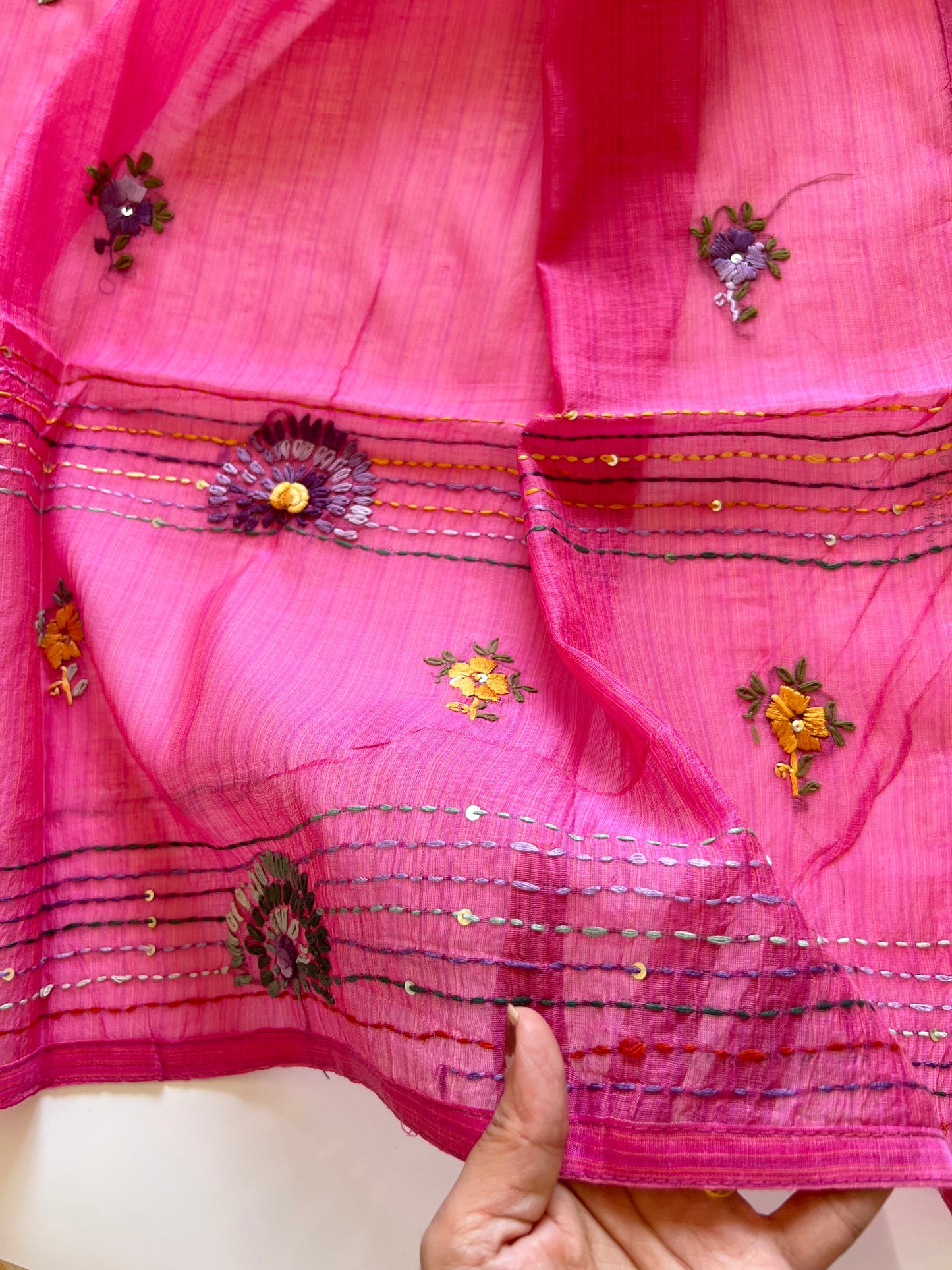 Pink Knot embroidery Unstitched suit material 2 pc