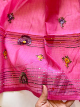 Pink Knot embroidery Unstitched suit material 2 pc