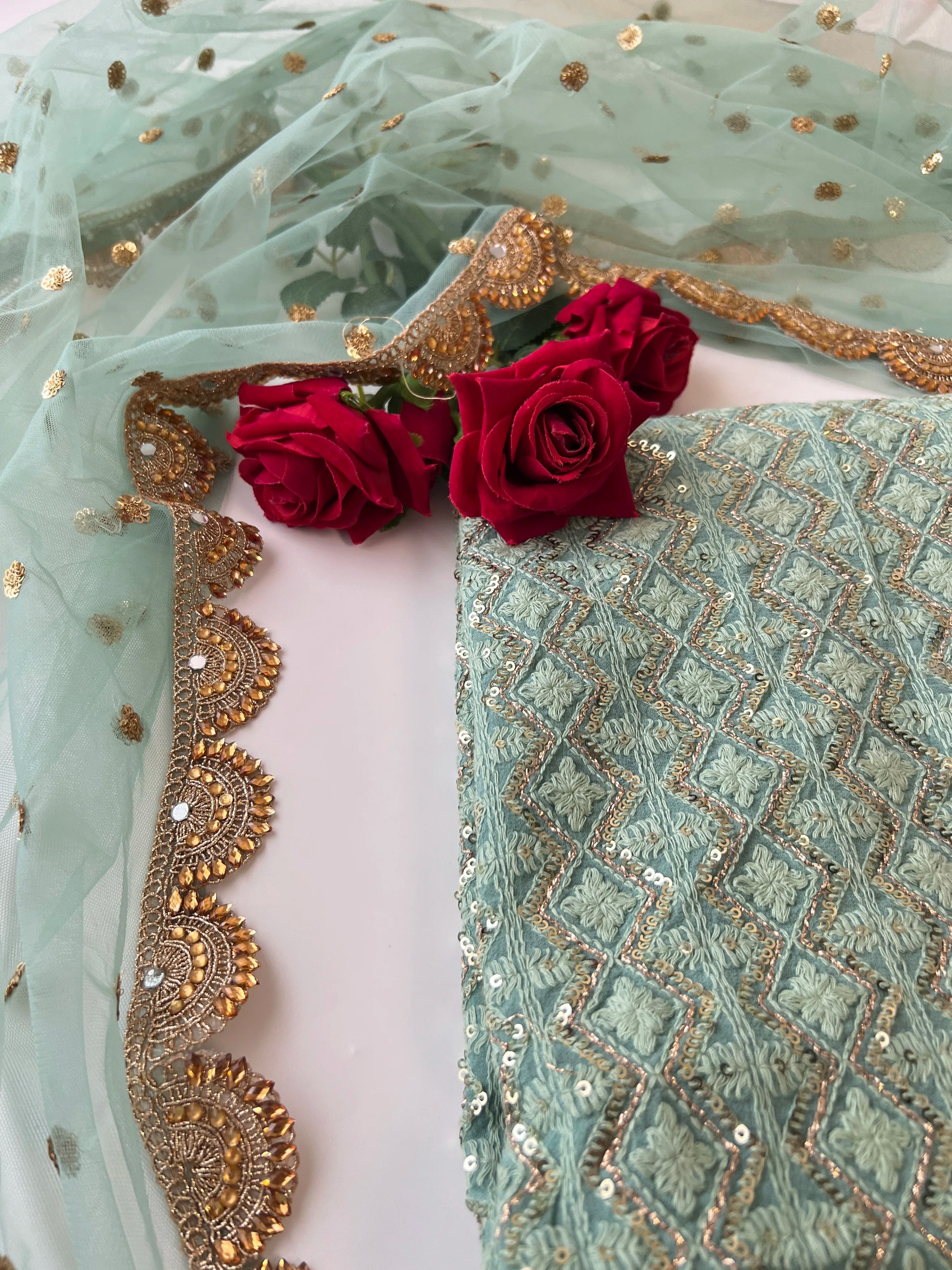 Designer Georgette Embroidered Unstitched Suit set