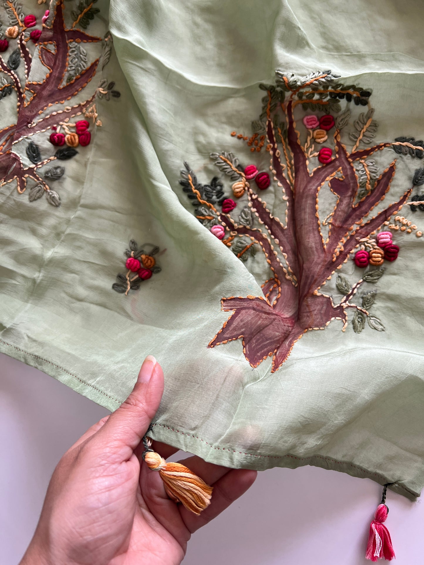 Knot embroidery Masleen Silk Designer Unstitched suit