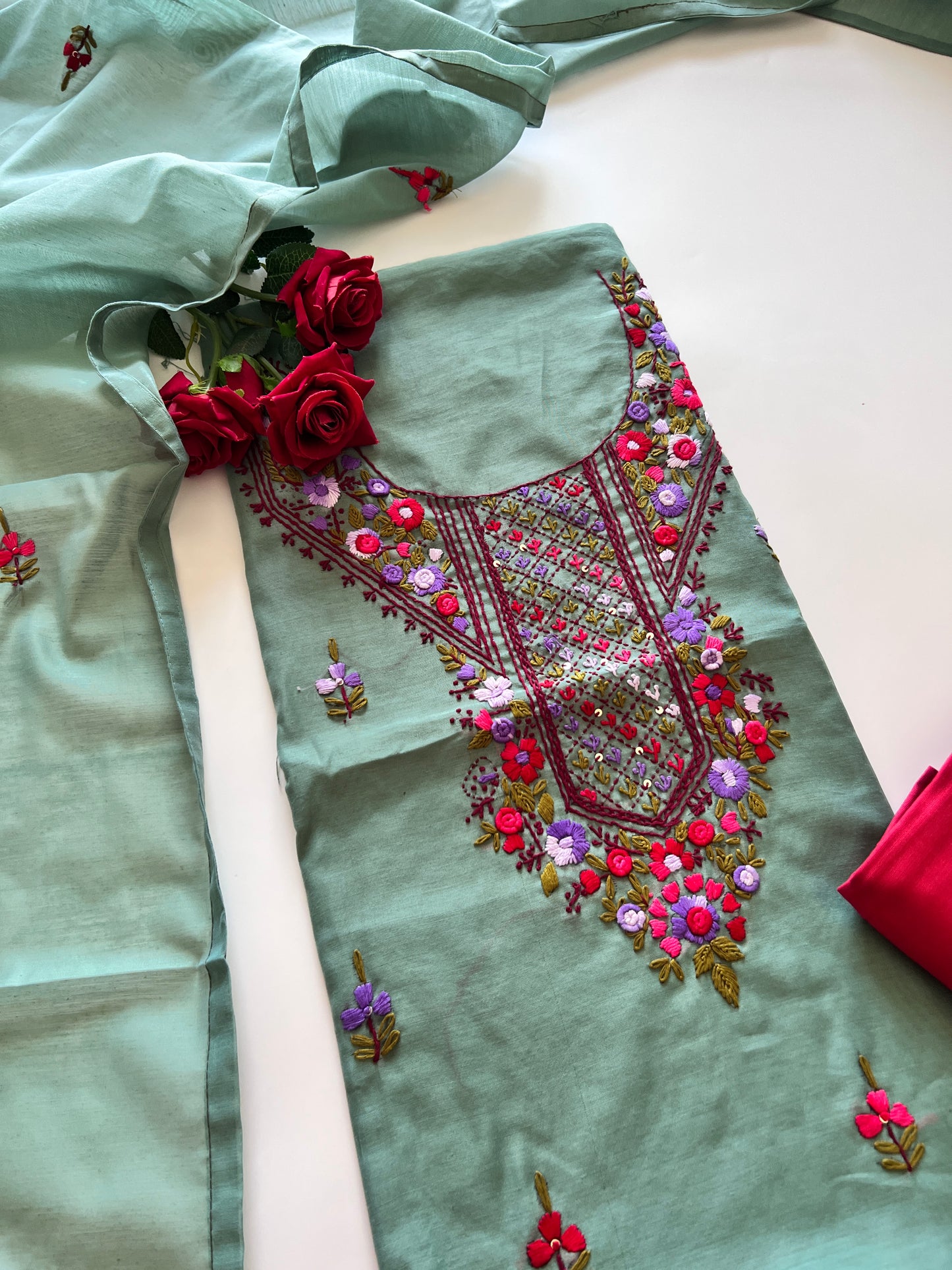 Knot embroidery Unstitched suit material