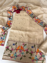 Bird embroidery tissue silk Unstitched suit