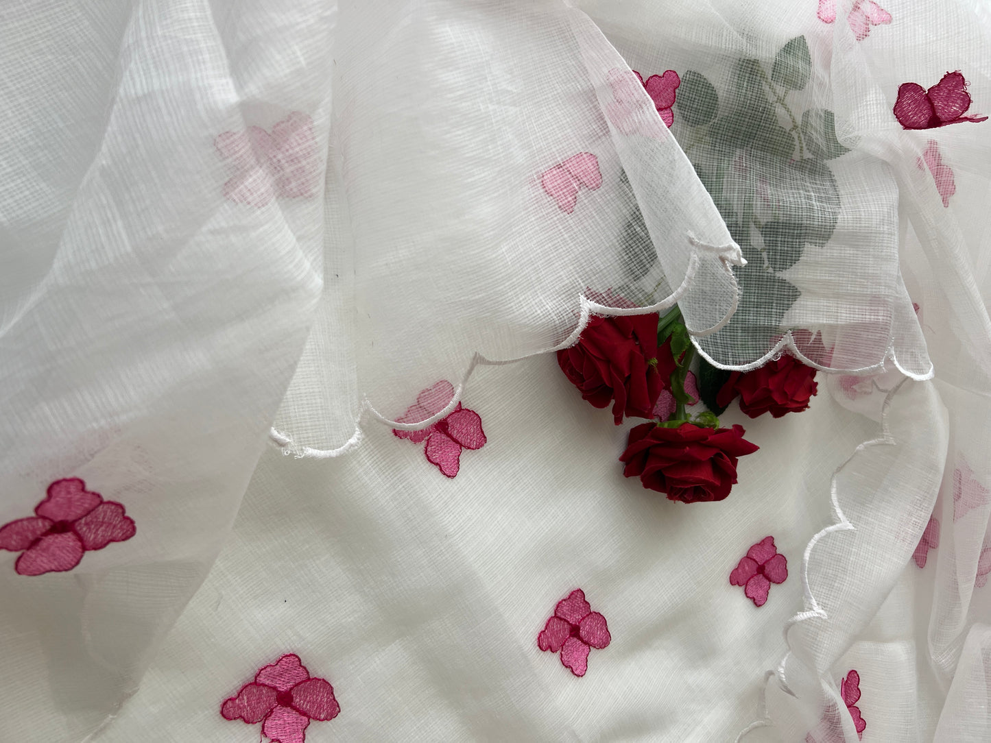 White Kotta embroidered kurta dupatta set Unstitched