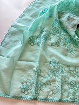 Blue Kotta cutwork Embroidered Unstitched Suit