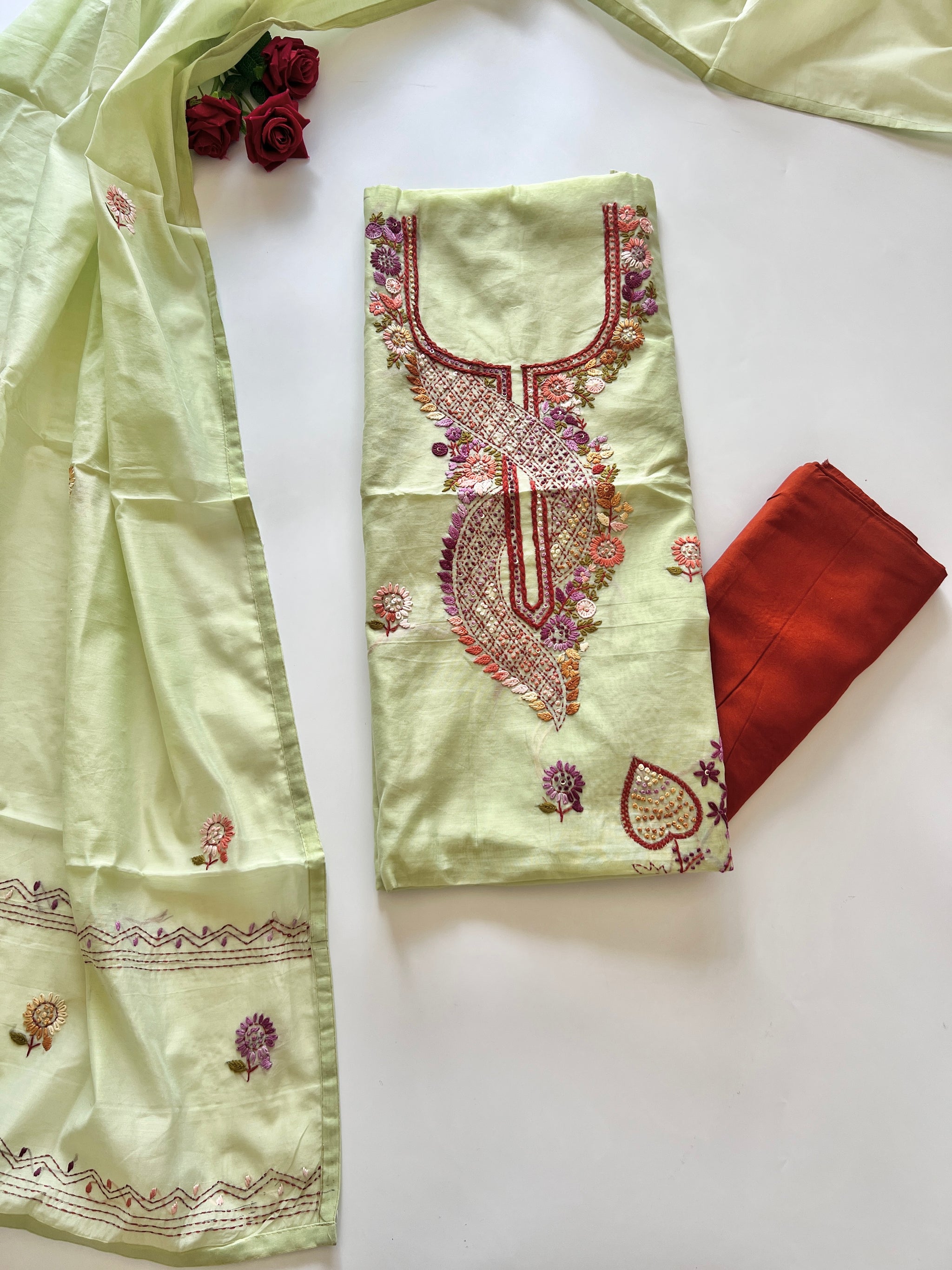 Knot embroidery Unstitched suit material