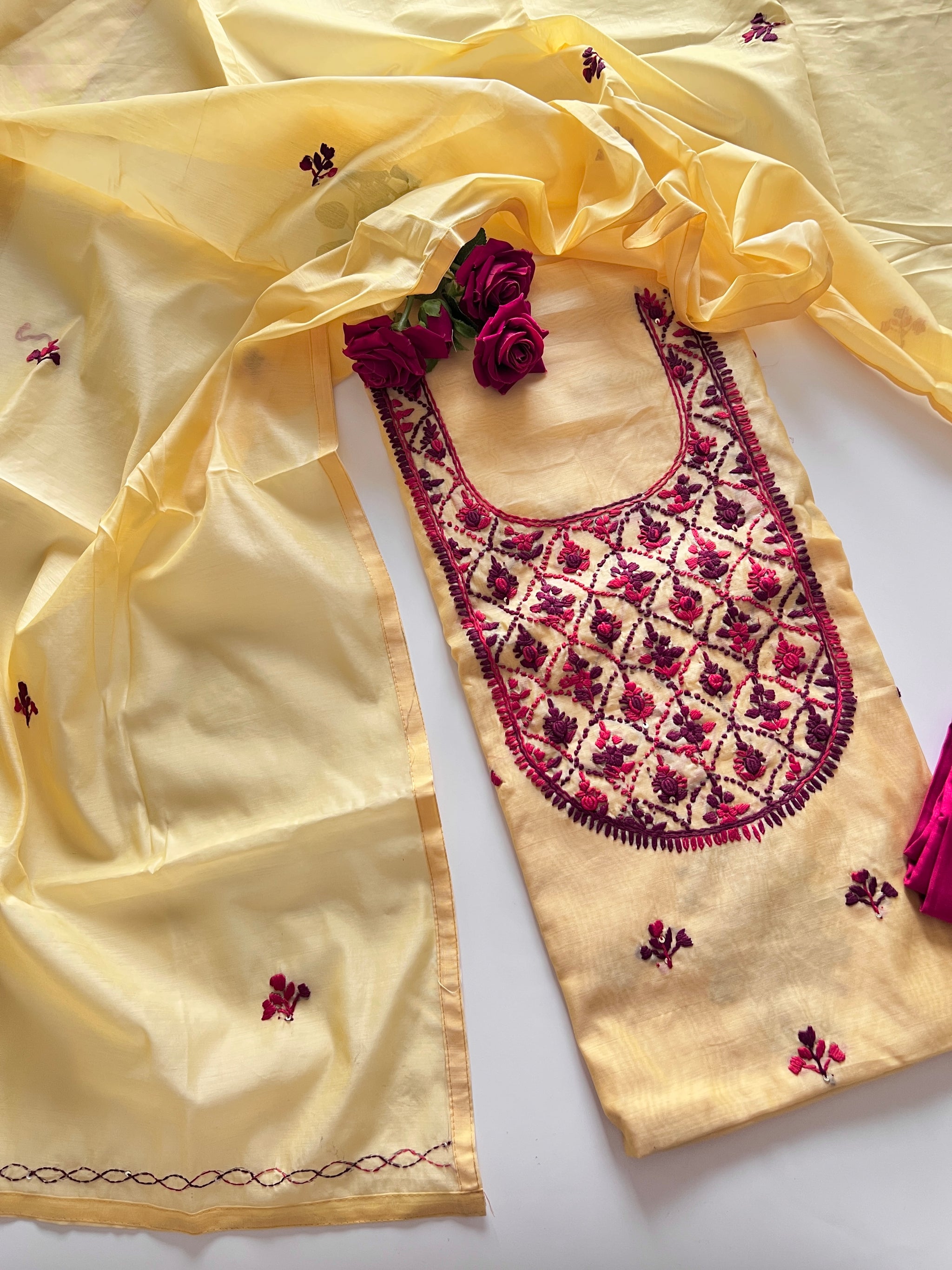 Knot embroidery Unstitched suit material