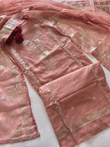 Mul Chanderi dress material unstitched Suit set