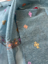 Chanderi knot embroidery Unstitched suit material