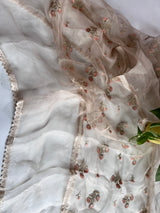 Organza Designer dupatta with floral embroidery
