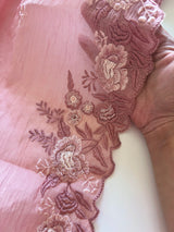 Pinkish Mul Chanderi Thread embroidered Unstitched Suit