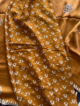 Yellow Ajrakh Handblock print 3 pc fabric Unstitched suit set