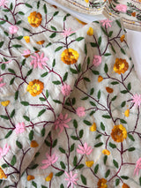 Chanderi Phulkari embroidery Unstitched suit material