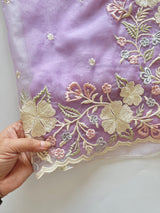 Purple Parsi Embroidered Organza Un-stitched Suit set