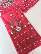 Chanderi knot embroidery Unstitched suit material