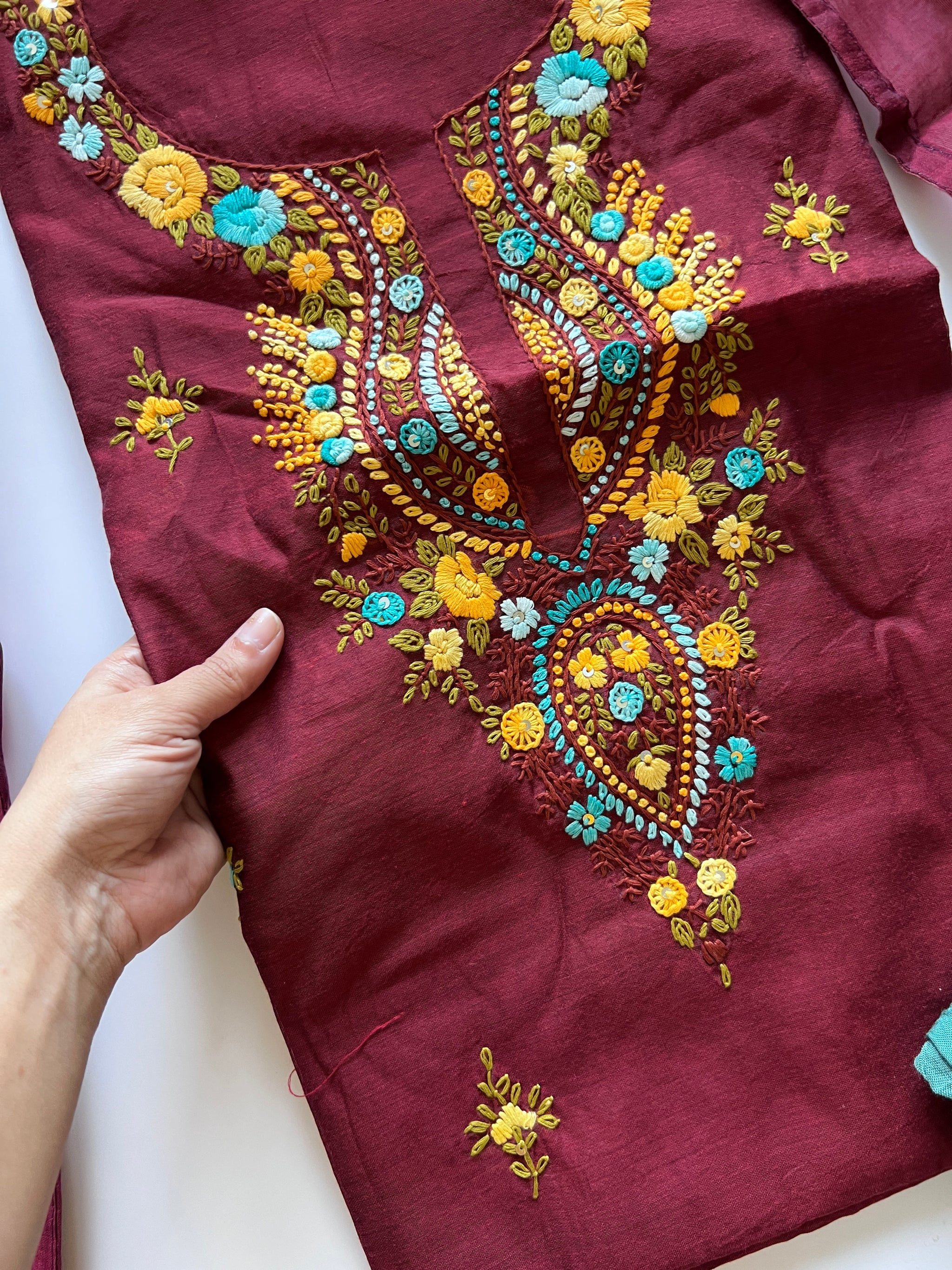 Knot embroidery Unstitched suit material