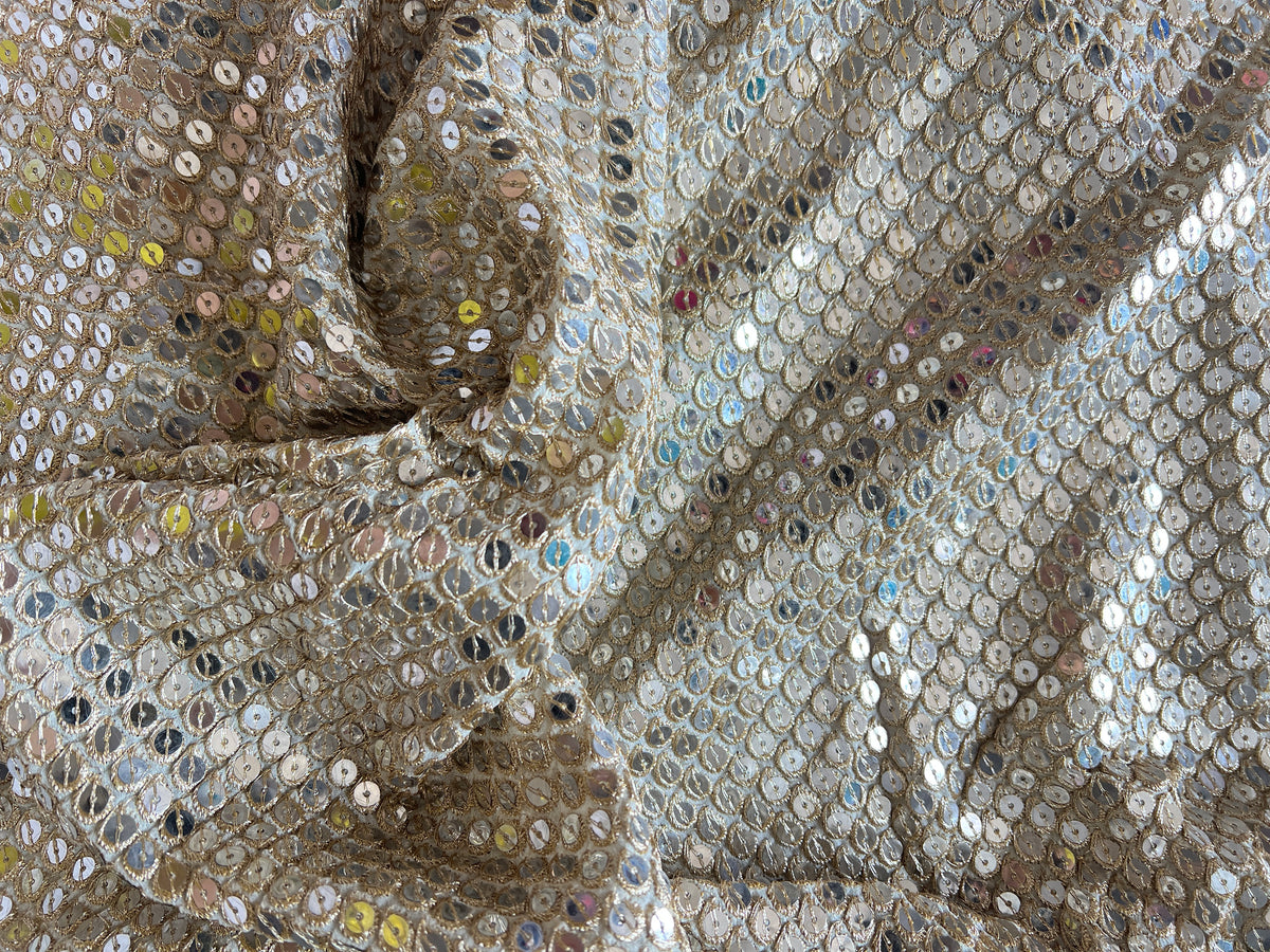 Dyeable georgette Sequin fabric. Big sequin fabric