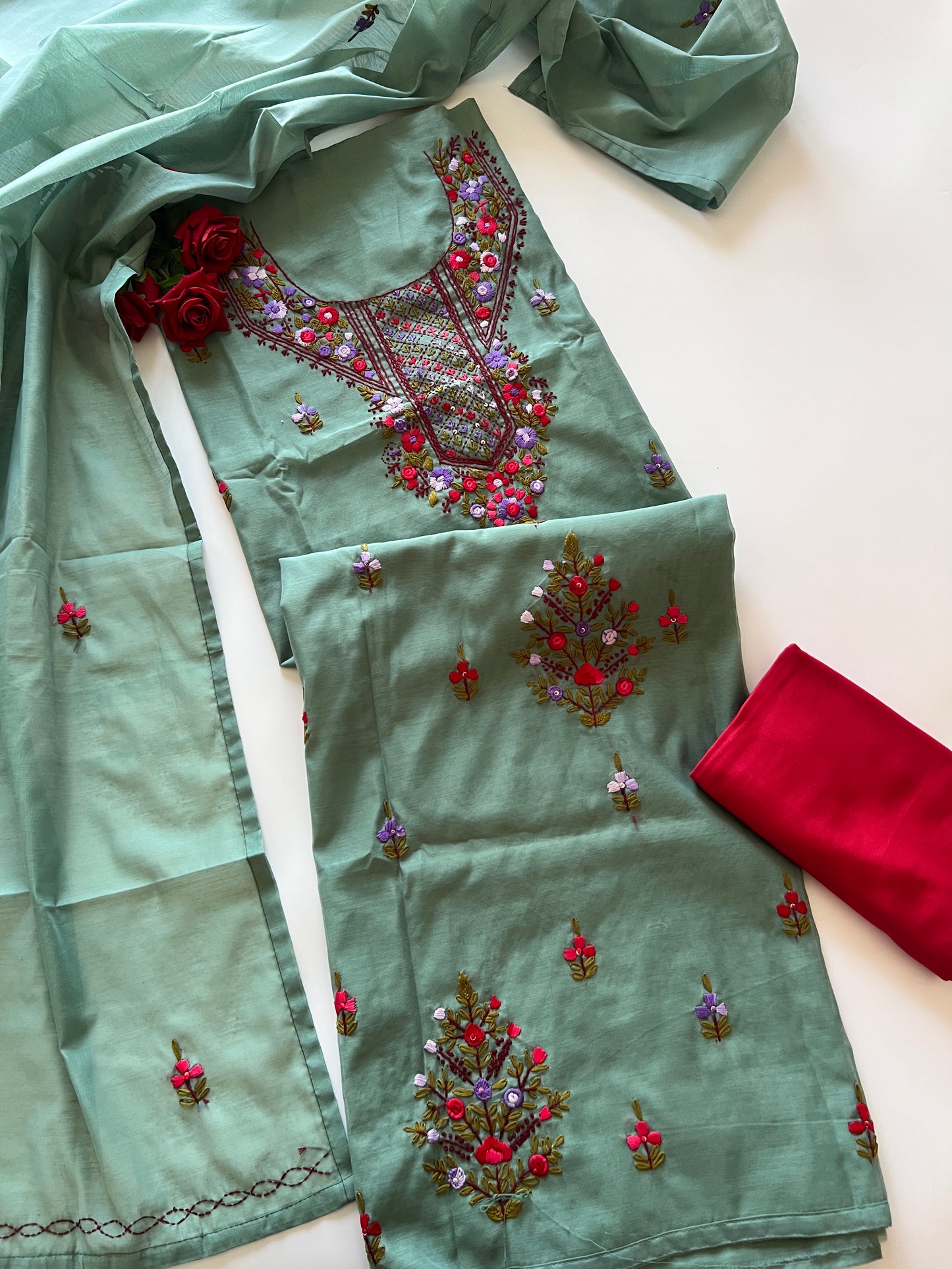 Knot embroidery Unstitched suit material