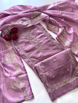 Mul Chanderi dress material unstitched Suit set