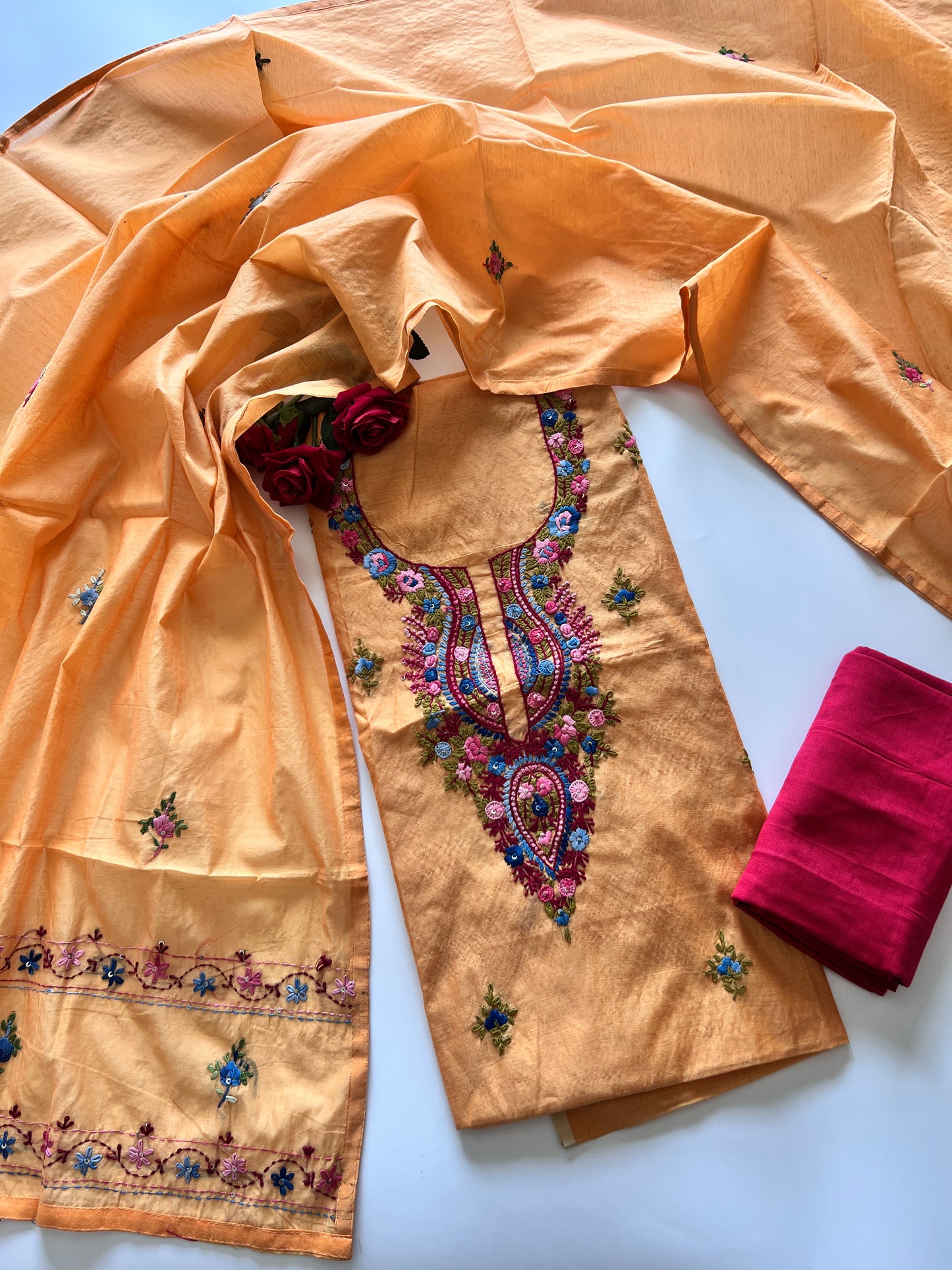 Knot embroidery Unstitched suit material