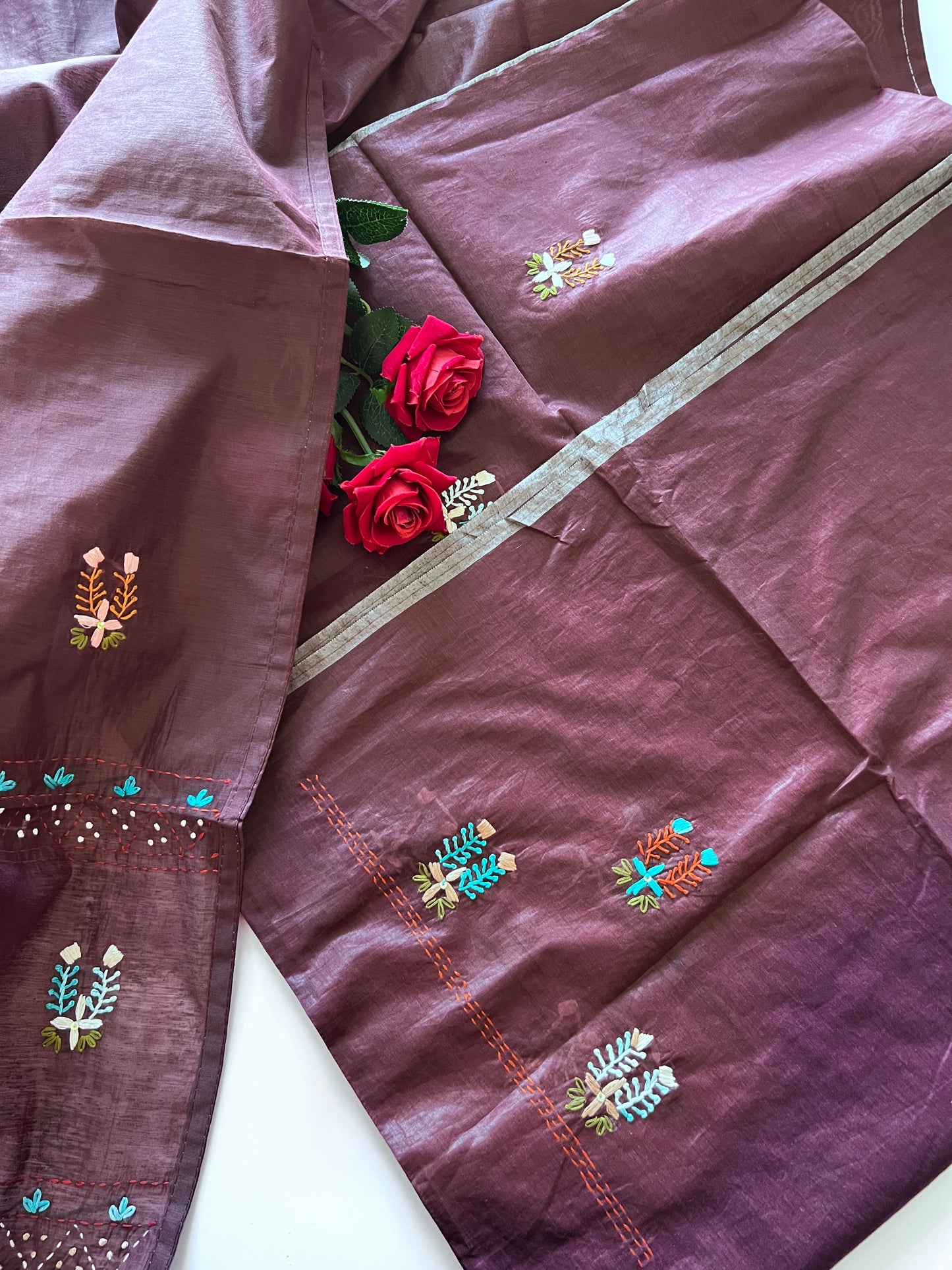 2 pc Knot embroidery Unstitched suit material