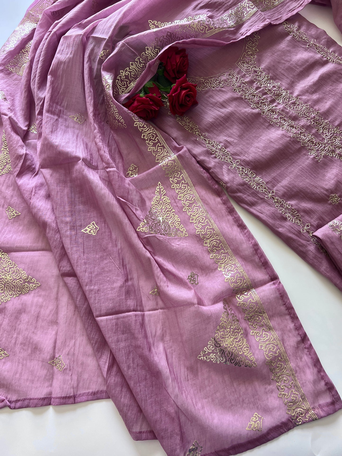 Mul Chanderi dress material unstitched Suit set
