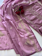 Mul Chanderi dress material unstitched Suit set