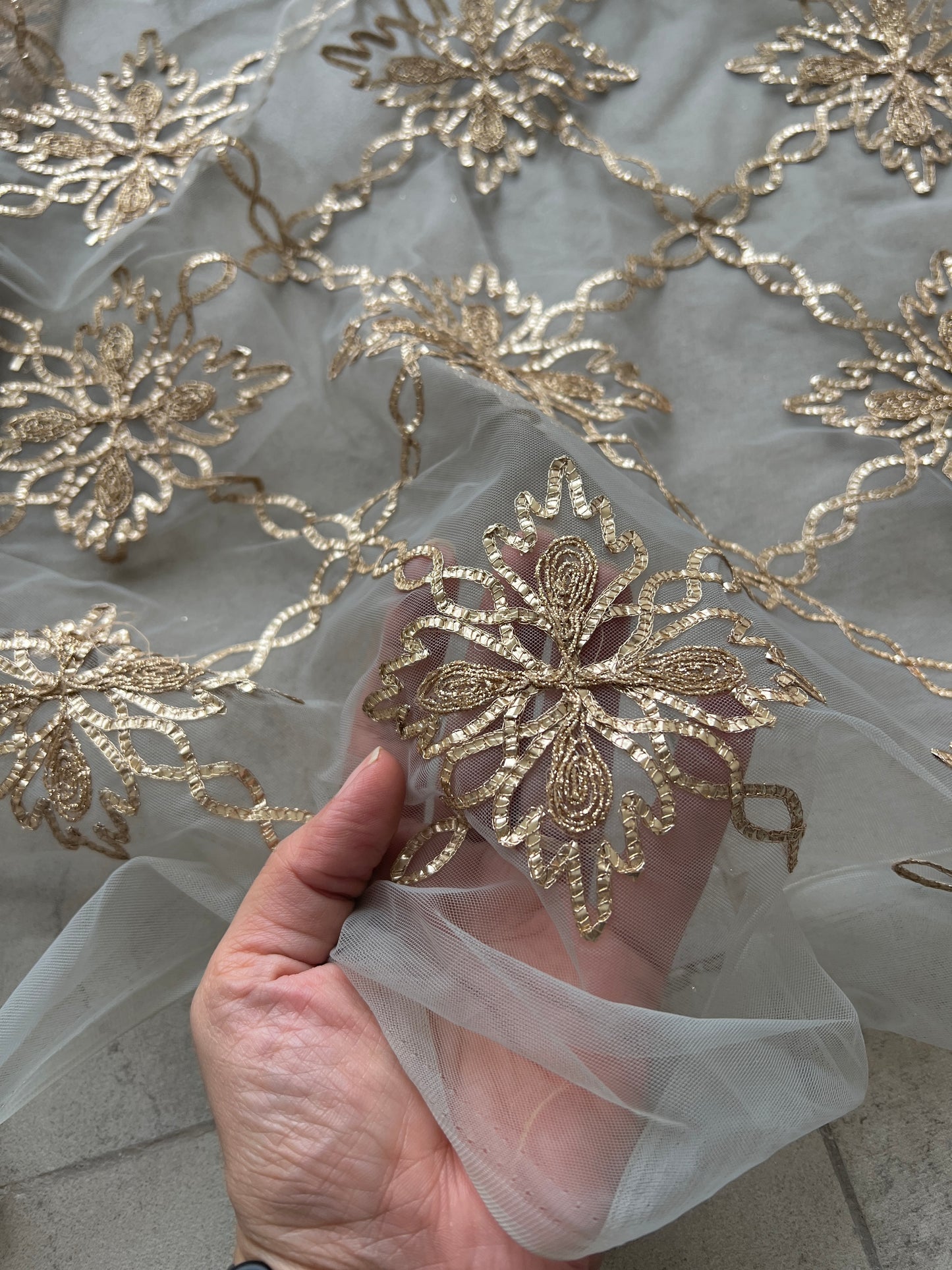 Grey net with Gotta work fabric
