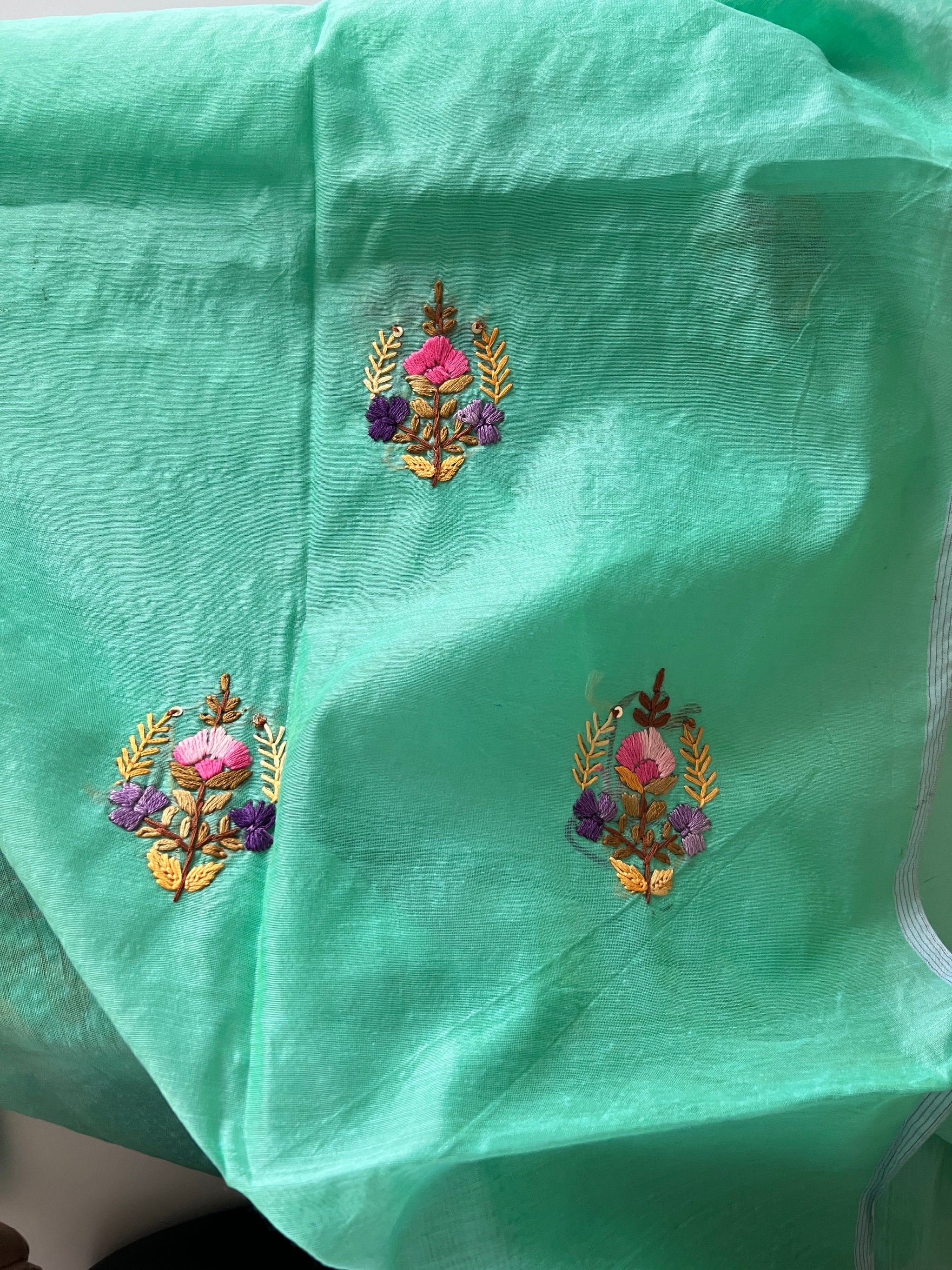 Knot embroidery Unstitched suit material 2 pc