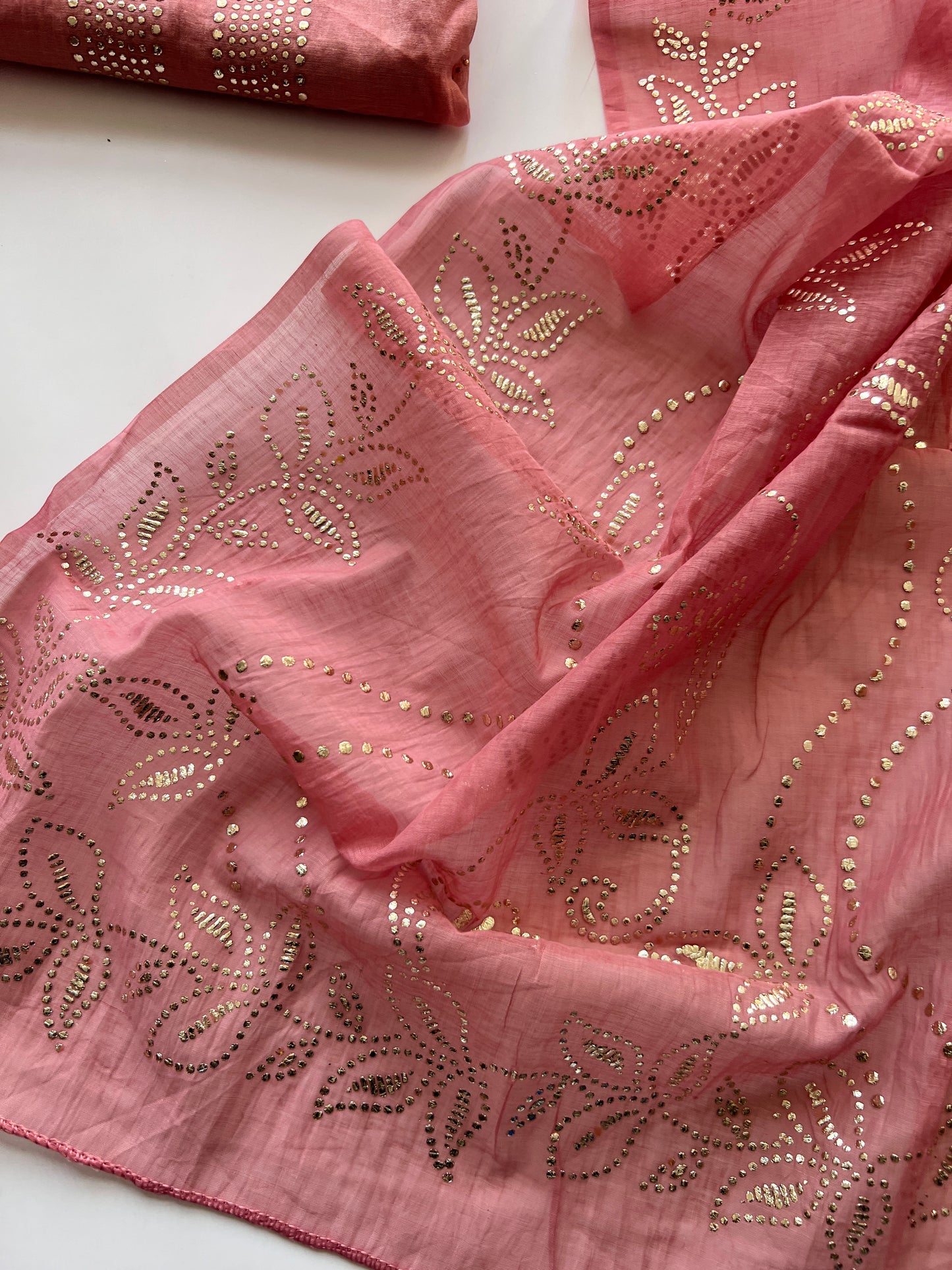 Mul Chanderi dress material with mukaish