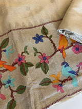 Bird embroidery tissue silk Unstitched suit