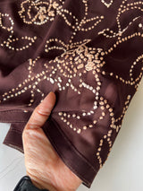 Brown Georgette Knot Embroidery Unstitched suit set 3 pc