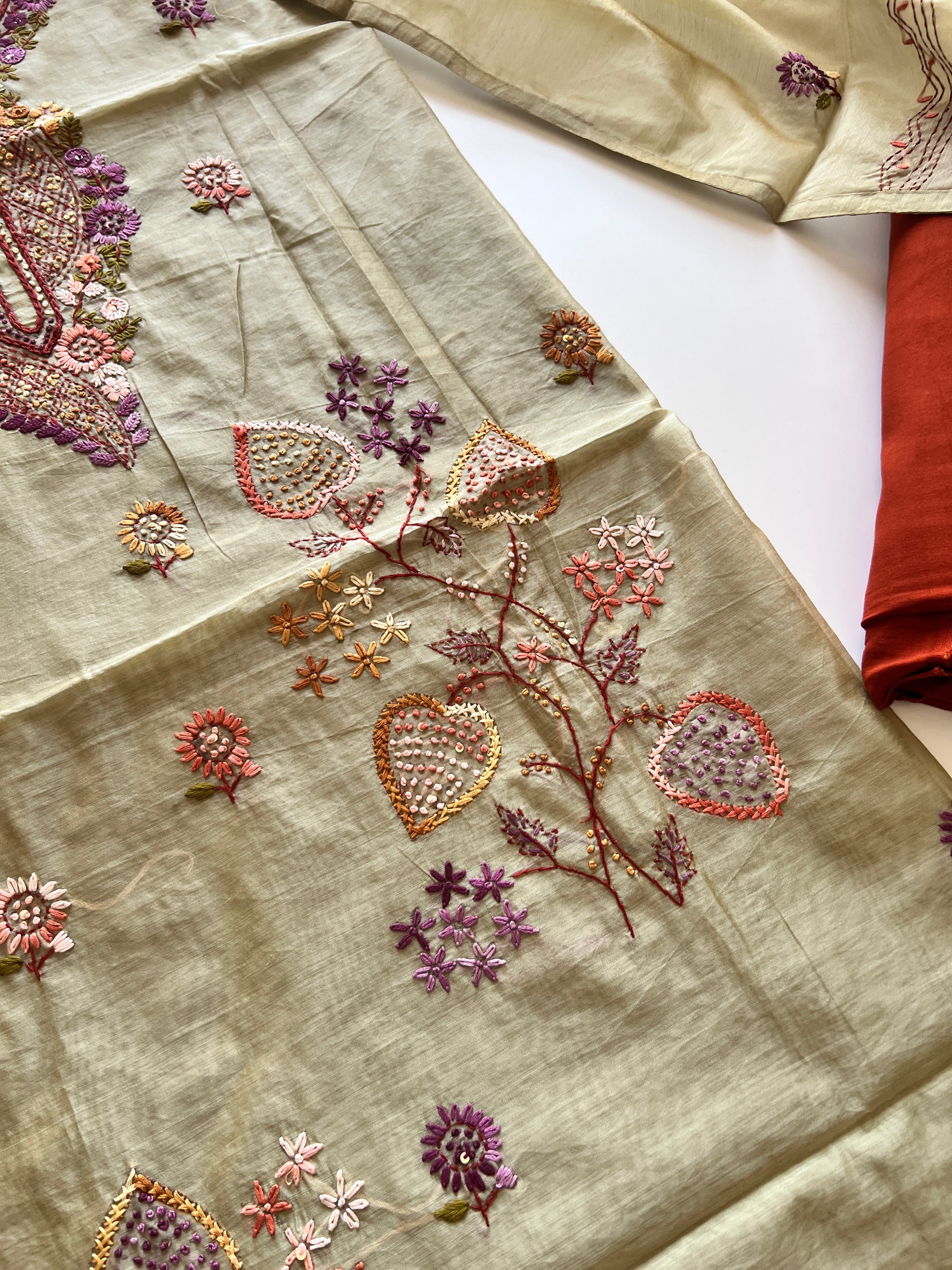 Knot embroidery Unstitched suit material